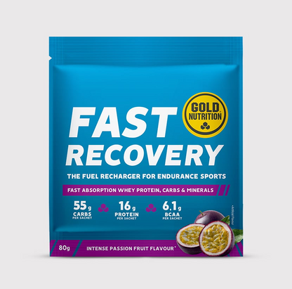 Imagem de suplemento Fast Recovery da GoldNutrition, com embalagem e rótulo visível, indicado para recuperação rápida após exercícios.